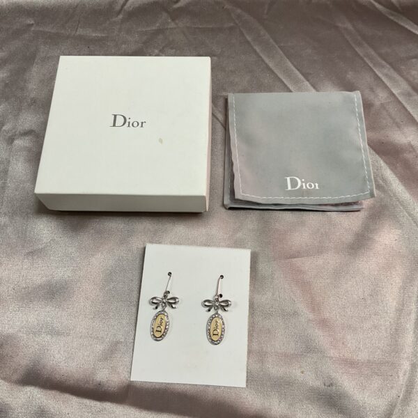Dior earrings in branded box, vintage designer jewellery.