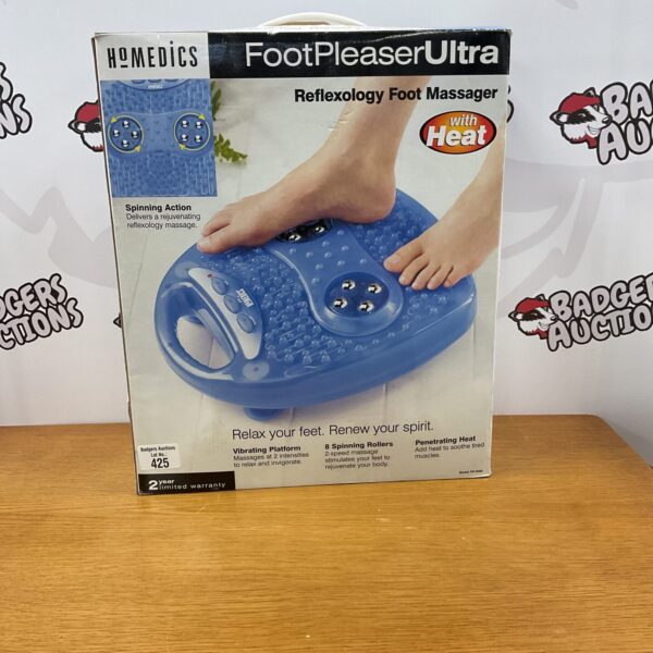 Vintage Homedics foot massager with heat for reflexology and relaxation.