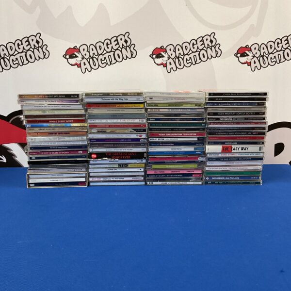 CD collection featuring Dolly Parton and Roy Orbison albums.