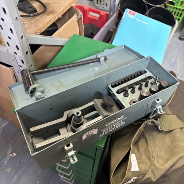 Vintage Groz metal bending tool for sheet metal fabrication.