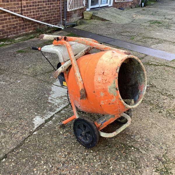 Used Belle Group cement mixer for garden and construction projects.