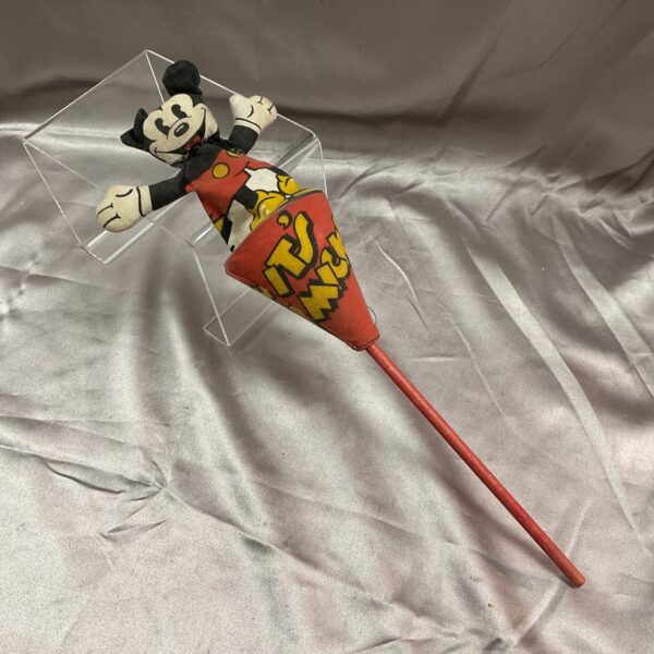 Vintage Mickey Mouse puppet with painted head and hands.