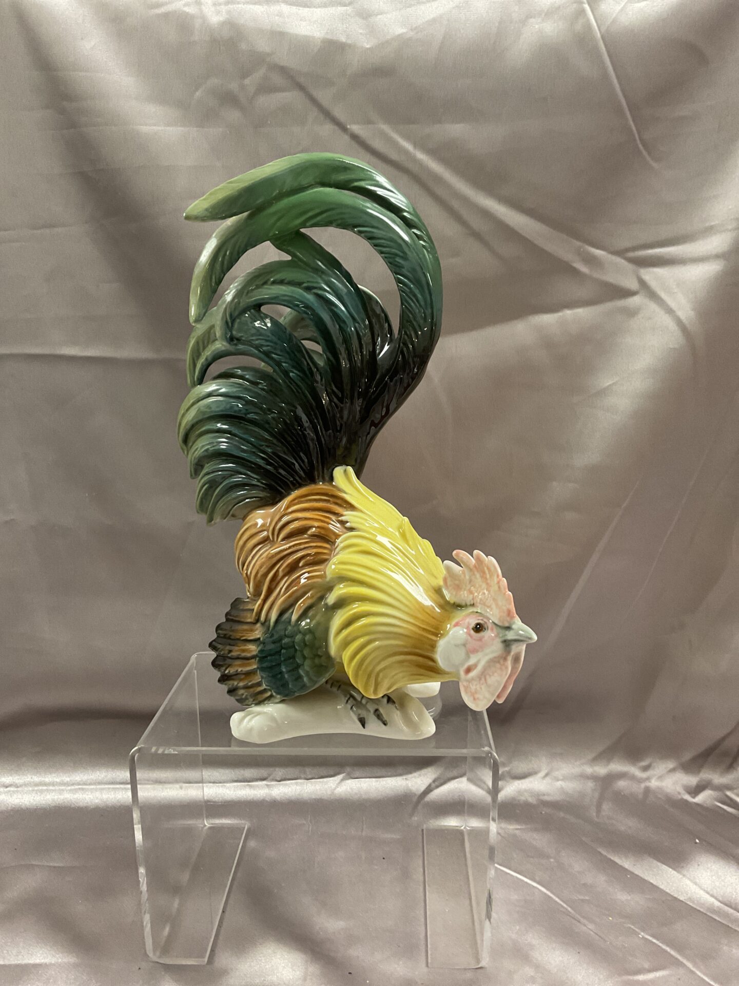 909 Karl Ens Ceramic Fighting Cockerel 9.5” high