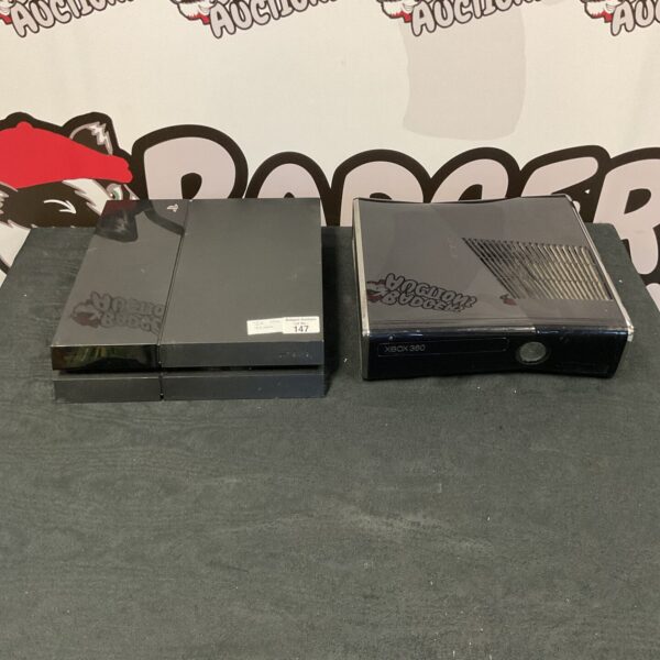 PlayStation 4 and Xbox 360 consoles for retro gaming.