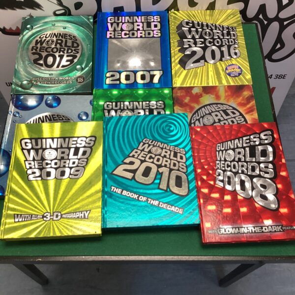 Vintage Guinness Book of Records collection, spanning multiple years.