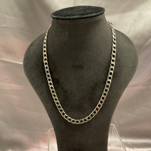 Heavy 925 silver curb chain necklace for men, 18 inch length.