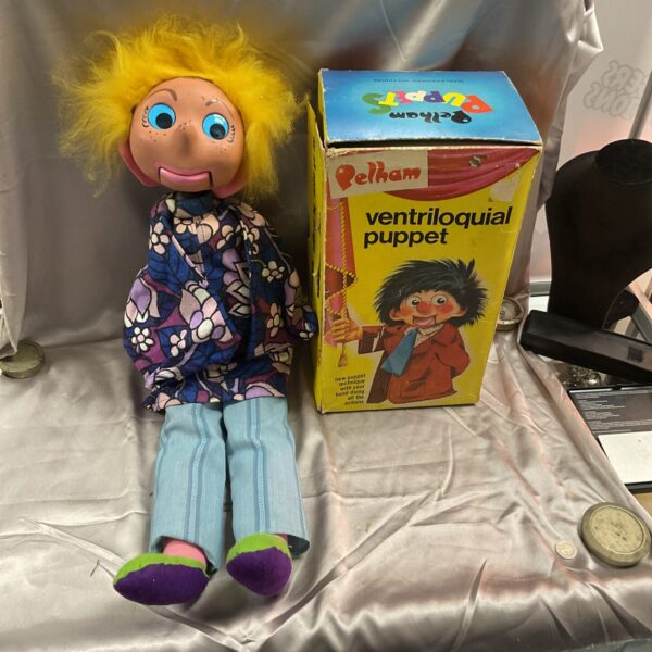 Vintage Pelham ventriloquist puppet with original box.