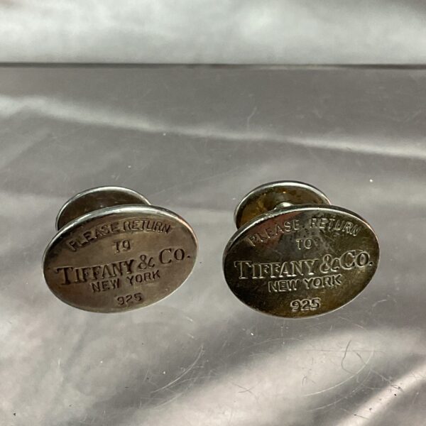 Vintage Tiffany & Co silver cufflinks, elegant men's jewellery.