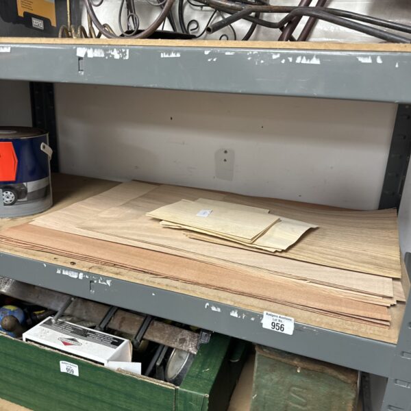 Lot of wood veneer strips for furniture repair and DIY projects.