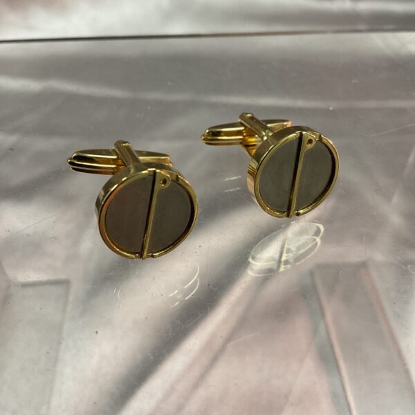 Vintage Dunhill cufflinks in gold tone, classic men's jewellery.