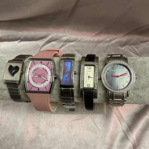 Group of five ladies fashion watches including DKNY and Ted Baker.