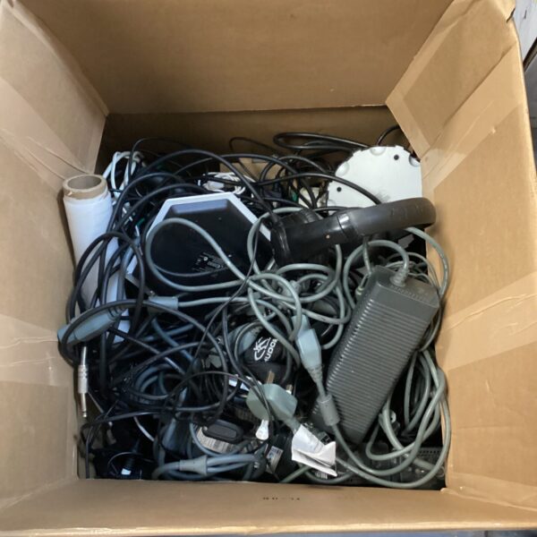 Xbox 360 power supplies and accessories lot for gaming consoles.