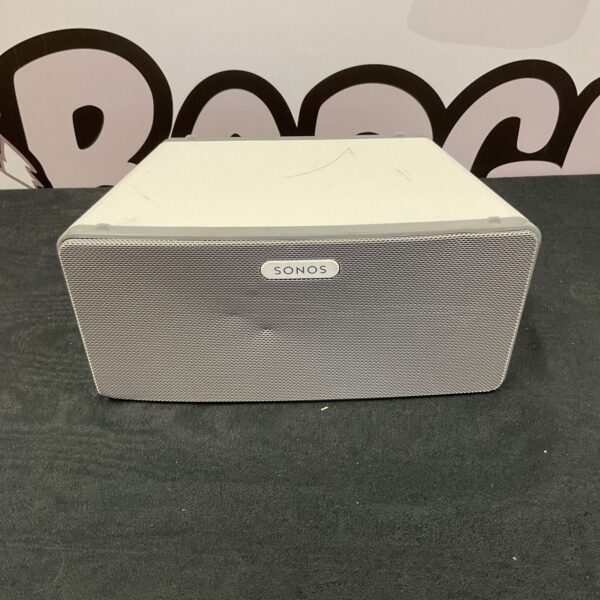 Front view of a black Sonos Play 3 wireless speaker.