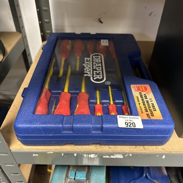 Closed Draper Expert screwdriver set case with red and silver detailing.