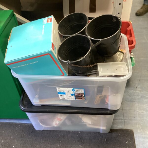 House clearance lot with Argos slow cooker and plant pots.