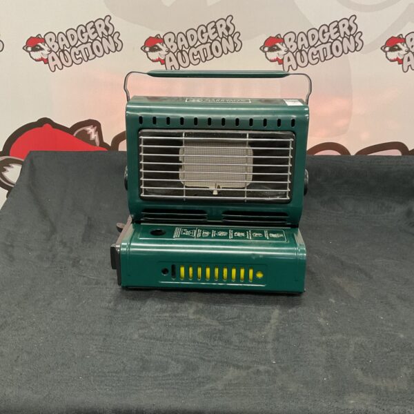 Vintage Marksman portable gas heater for camping and fishing.