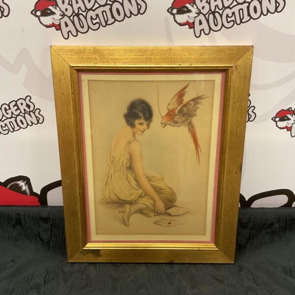 Vintage Eda S. Doench print titled "Somebody's Sweetheart" in a decorative frame.