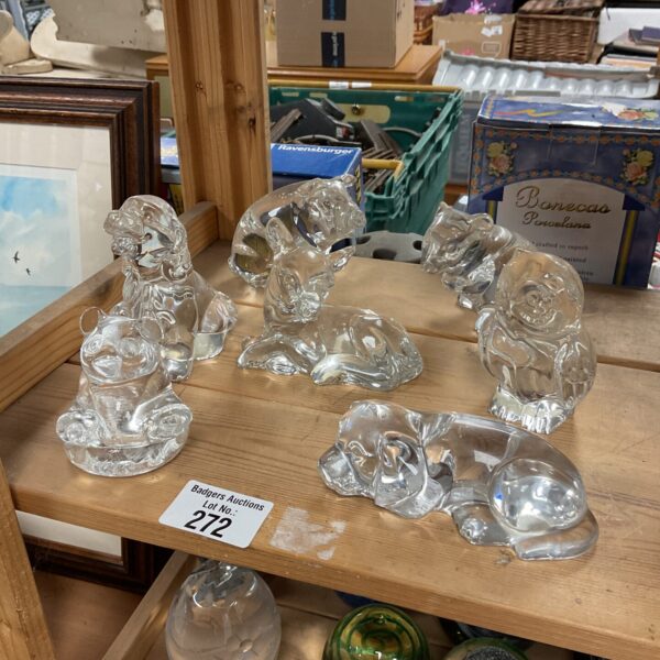 Clear crystal animal figures from Princess House and Dartington Crystal.