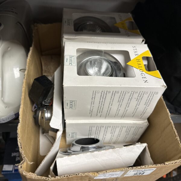 Box of M&S Star Halogen spot lamps in original packaging.