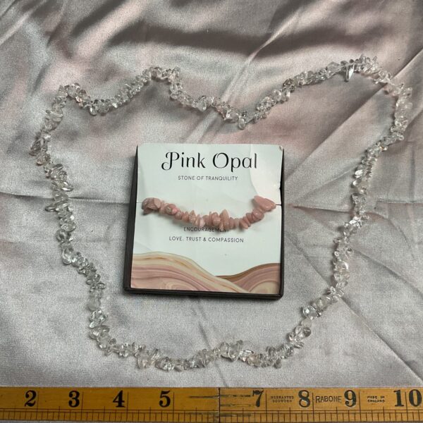 Pink opal bracelet and glass crystal necklace set.