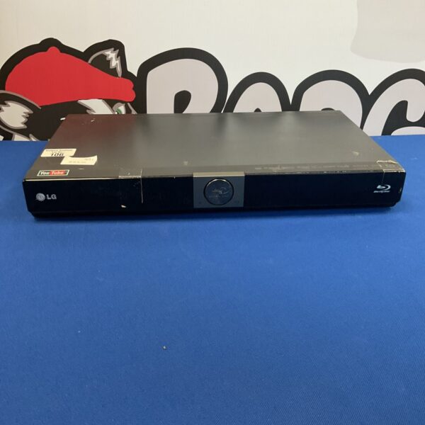 Black LG Blu-ray player for home theater setup.