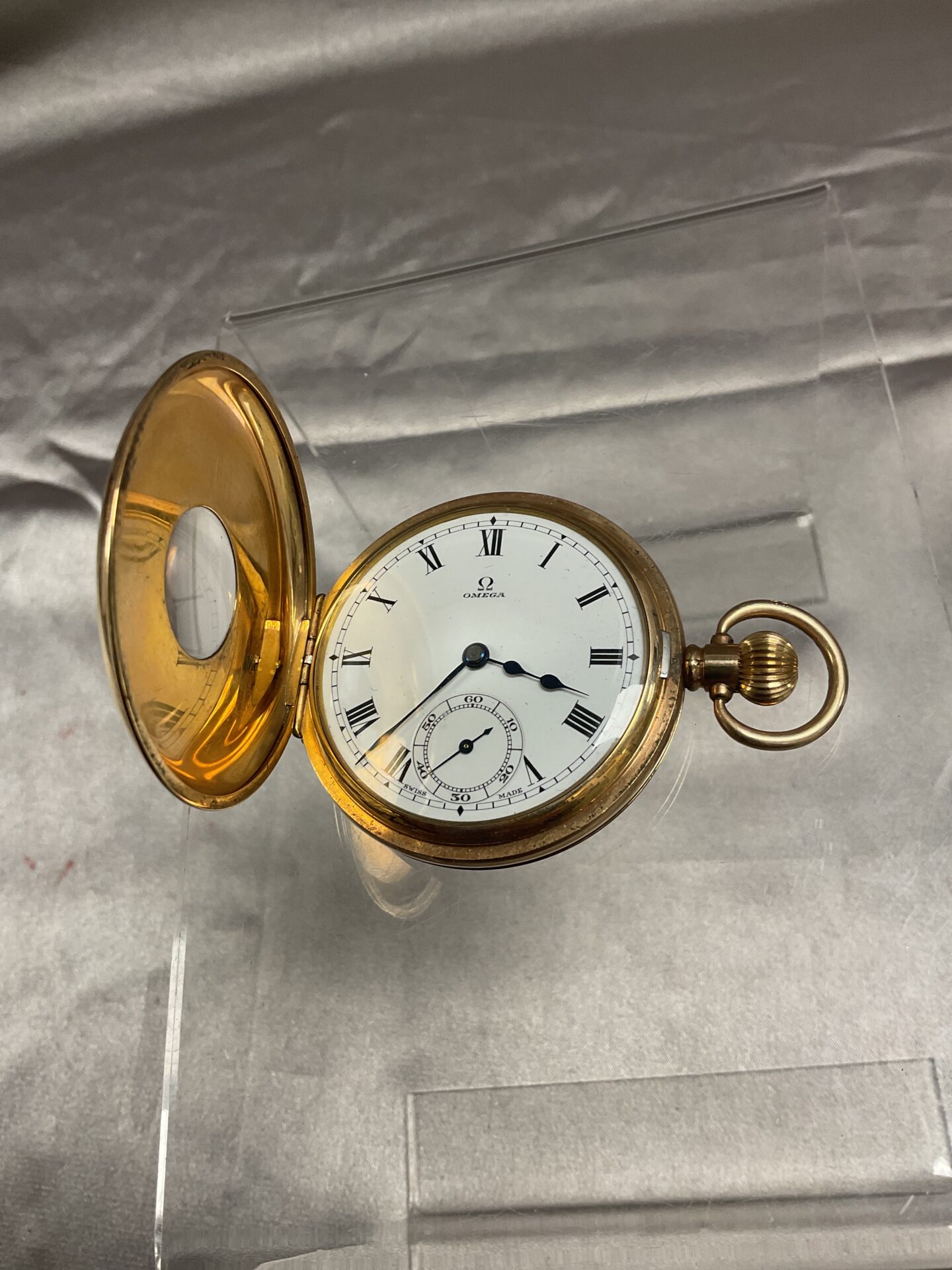 847 Omega Half hunter Pocket watch working
