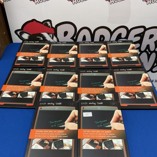 Lot of ten LCD writing tablets for digital drawing and note-taking.