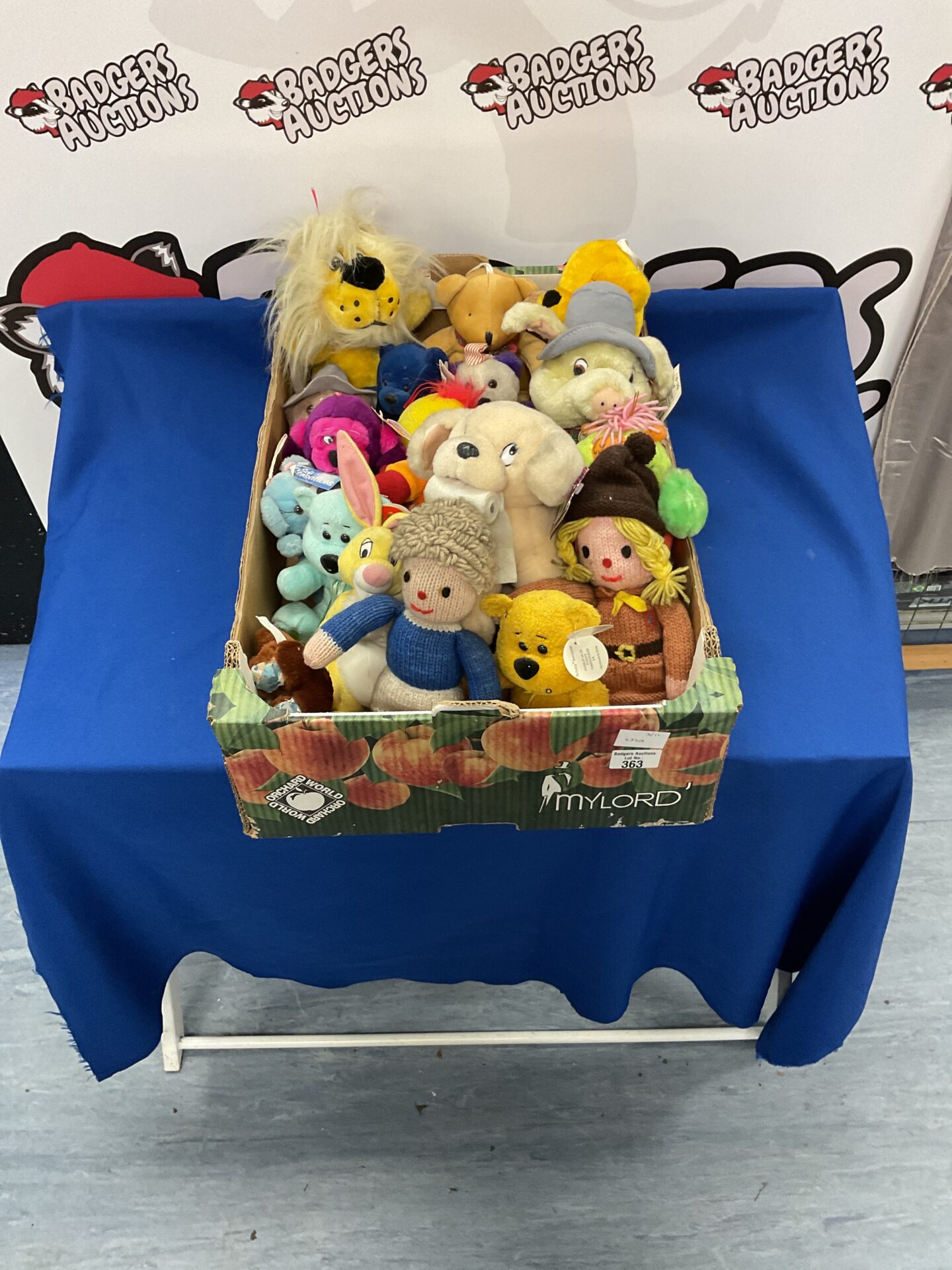 363 Box of mixed teddy bears