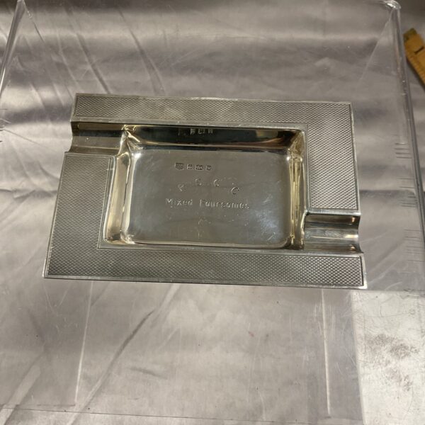 Hallmarked silver Art Deco ashtray, ‘Mixed Foursomes’ design.