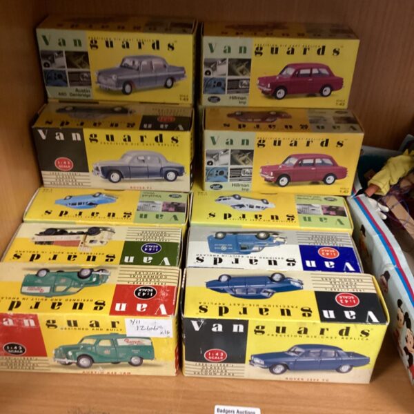 Selection of Vanguard diecast model cars in boxes.
