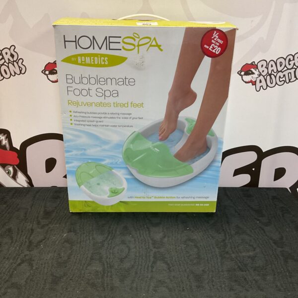 Vintage Homespa Bubblemate foot spa for relaxing home treatments.