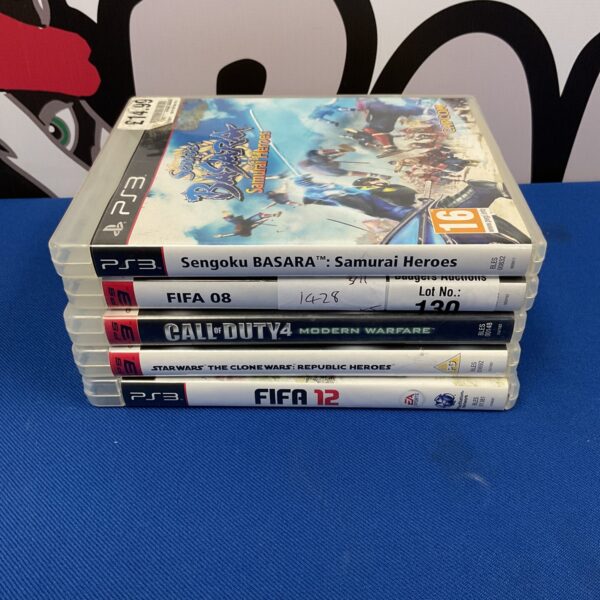 PlayStation 3 games lot featuring Sengoku Basara and Call of Duty 4.