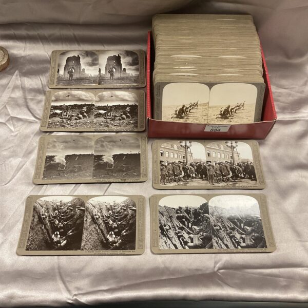 Vintage WWI stereograph photograph showing a landscape scene.