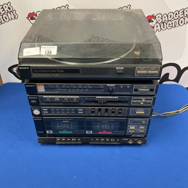 Silver Sony stack hifi system with cassette deck and equaliser.