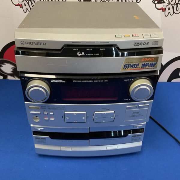 Silver Pioneer XR-A600 hi-fi system with 3 disc CD changer.