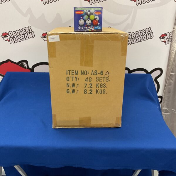 Box of sphere sports puzzles for collectors and puzzle enthusiasts.