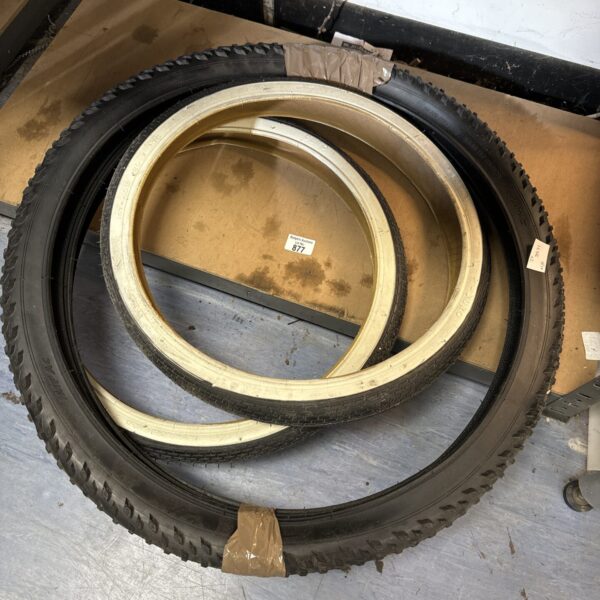 New pair of bicycle tyres, 20 and 26 inch sizes.