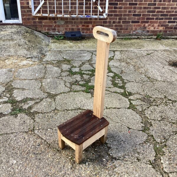 Wooden caravan step for easy access to a caravan or RV.