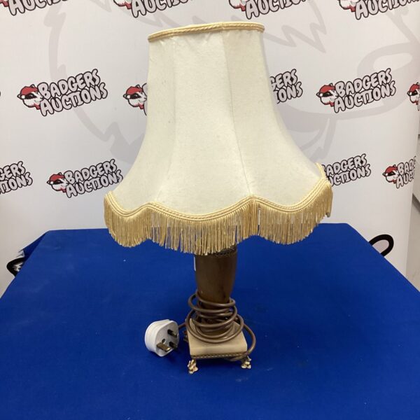 Vintage marble table lamp with brass fish feet.