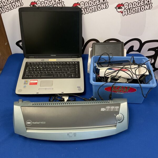 Toshiba Satellite Pro laptop in a mixed electrical goods lot.