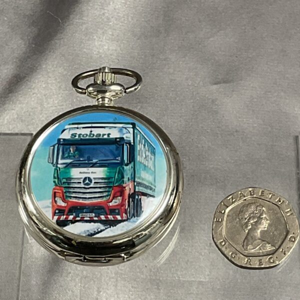 Eddie Stobart pocket watch featuring a Mercedes Benz truck.