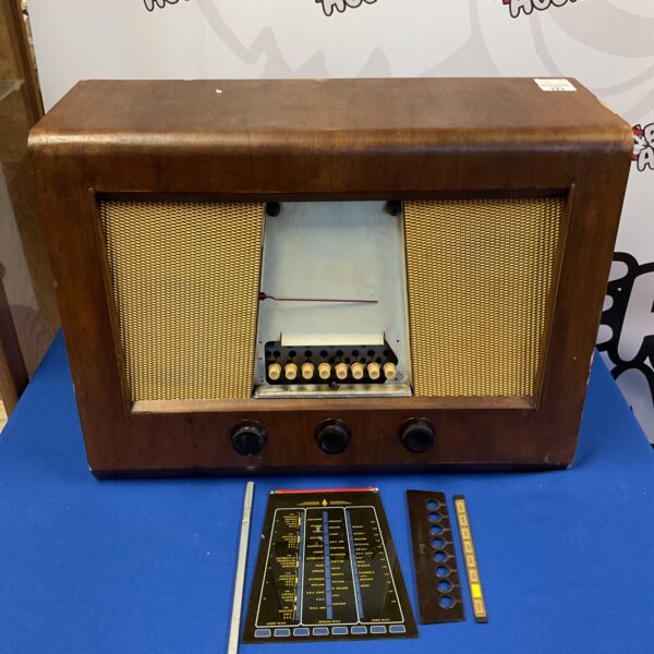 Front view of a vintage Bush shortwave radio.