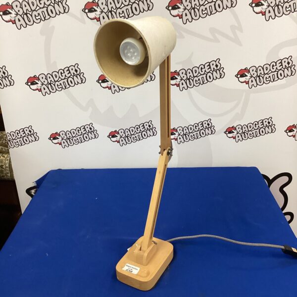 Vintage wooden anglepoise table lamp with adjustable arm.