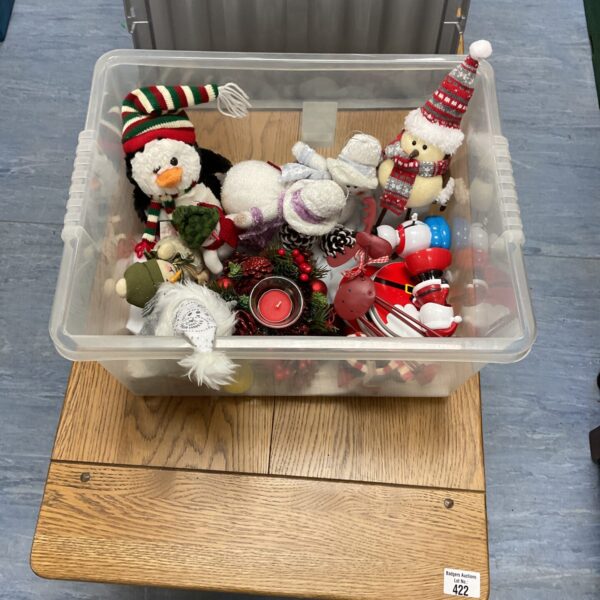 Mixed lot of Christmas decorations including a snowman and Santa.