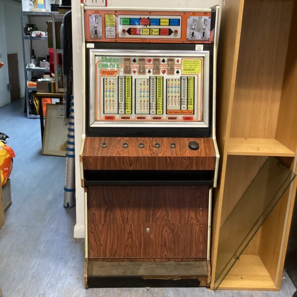 Vintage Super Chance fruit machine in used condition.