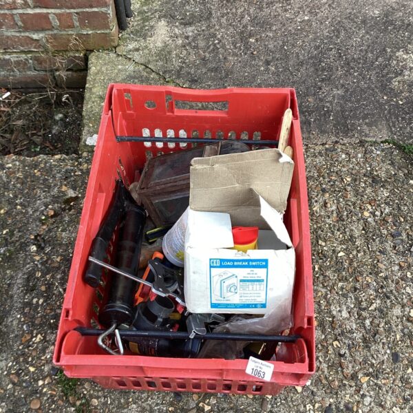 Mixed lot of tools and hardware including a load breaker switch.