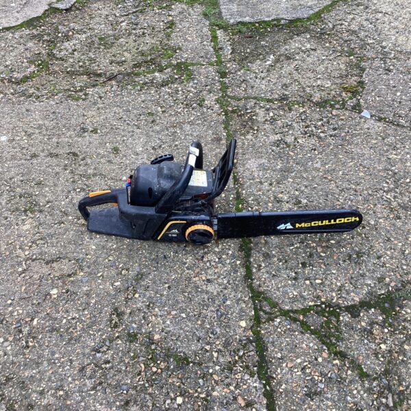 McCulloch petrol chainsaw for garden and landscaping tasks.