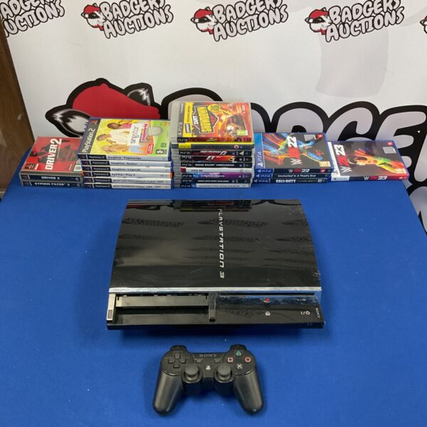 PlayStation 3 console bundle with games for retro gaming.