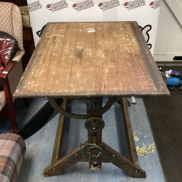 Antique Victorian craftsmans desk with tilting top for restoration.