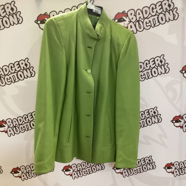 Piel green leather jacket size 42, a stylish vintage find.